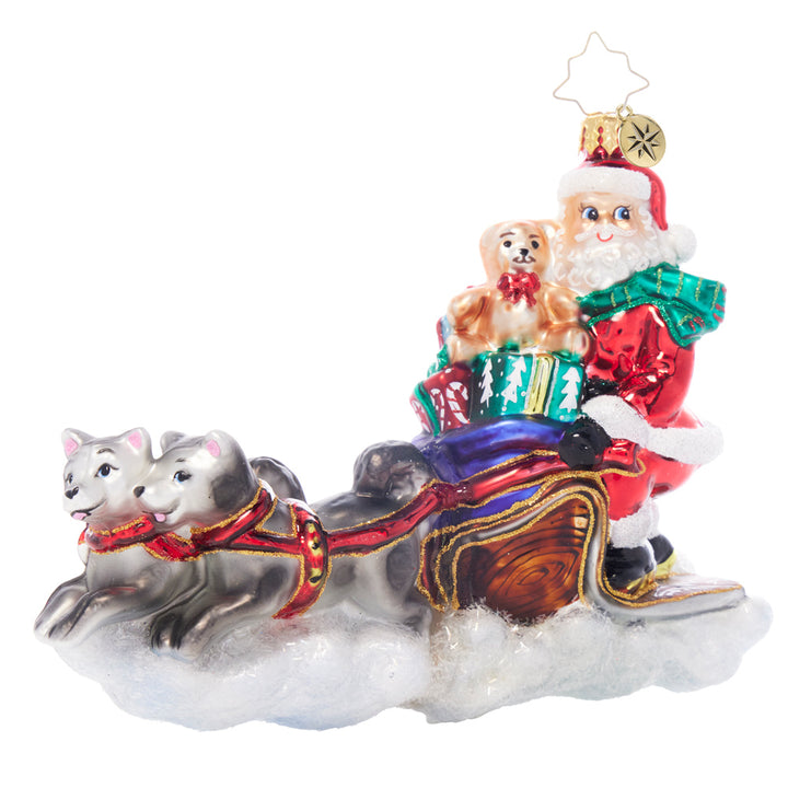 Front image - Santa's Snowy Escort - (Santa in Sleigh ornament)