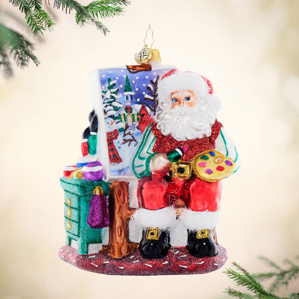 Front image - Pretty as a Picture - (Painting Santa ornament)