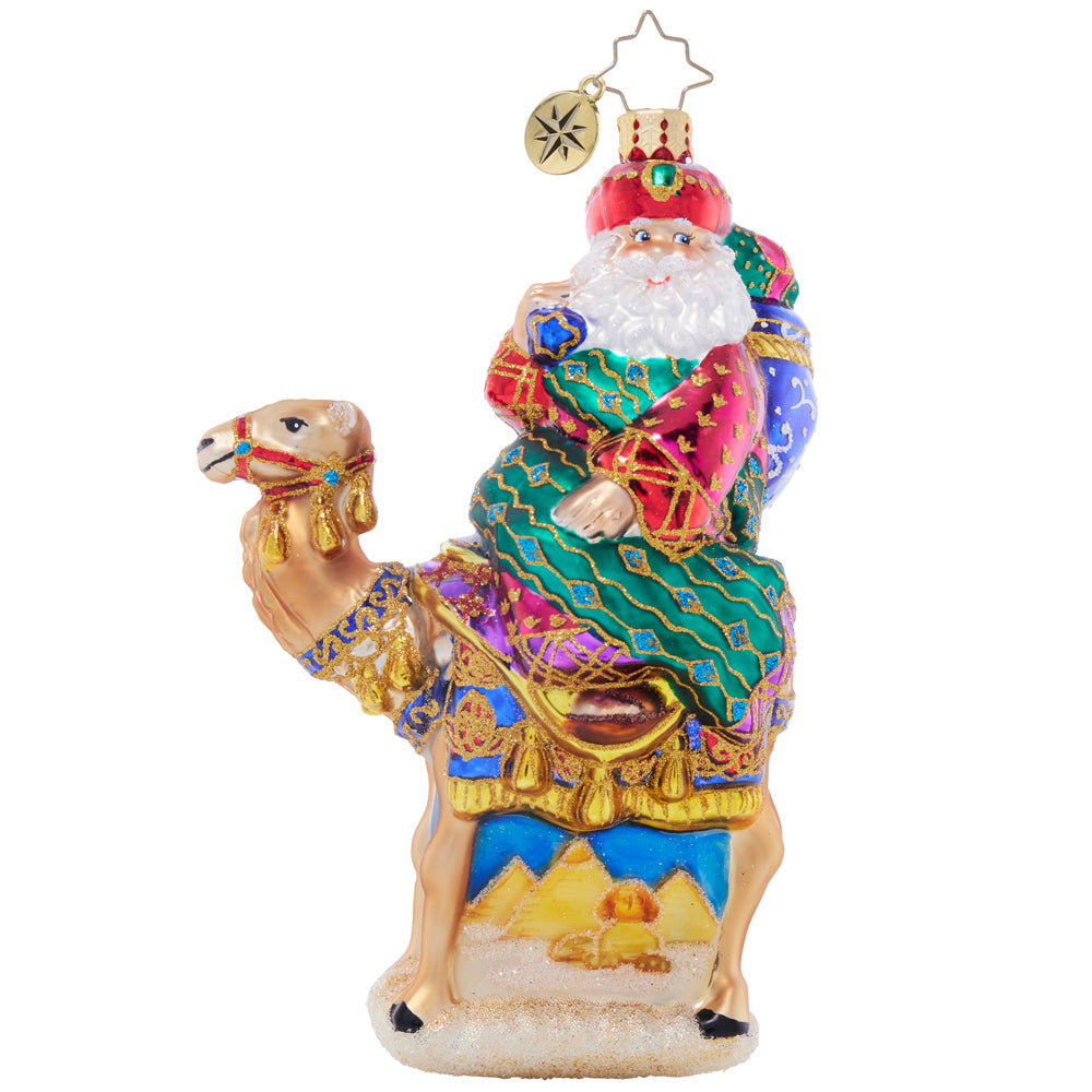 Front image - Camel-Drawn Claus - (Santa ornament)