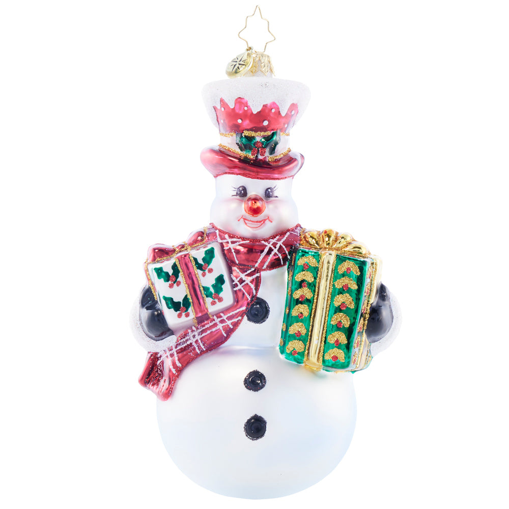 Front image - Gift Giving Joy - (Snowman ornament)