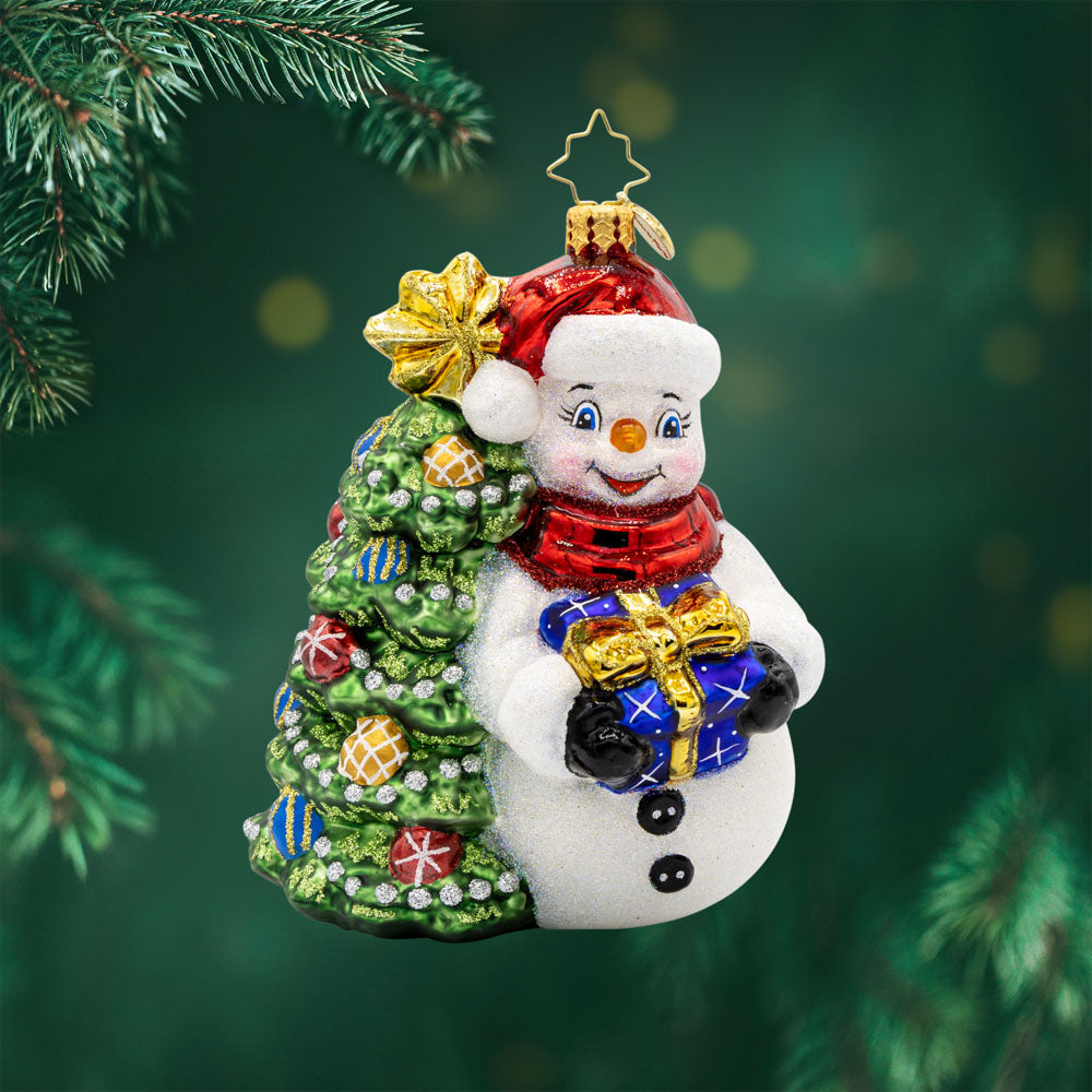 Christopher Radko Ornamento decorativo di Natale europeo realizzato a mano, pupazzo di neve di pan di zenzero