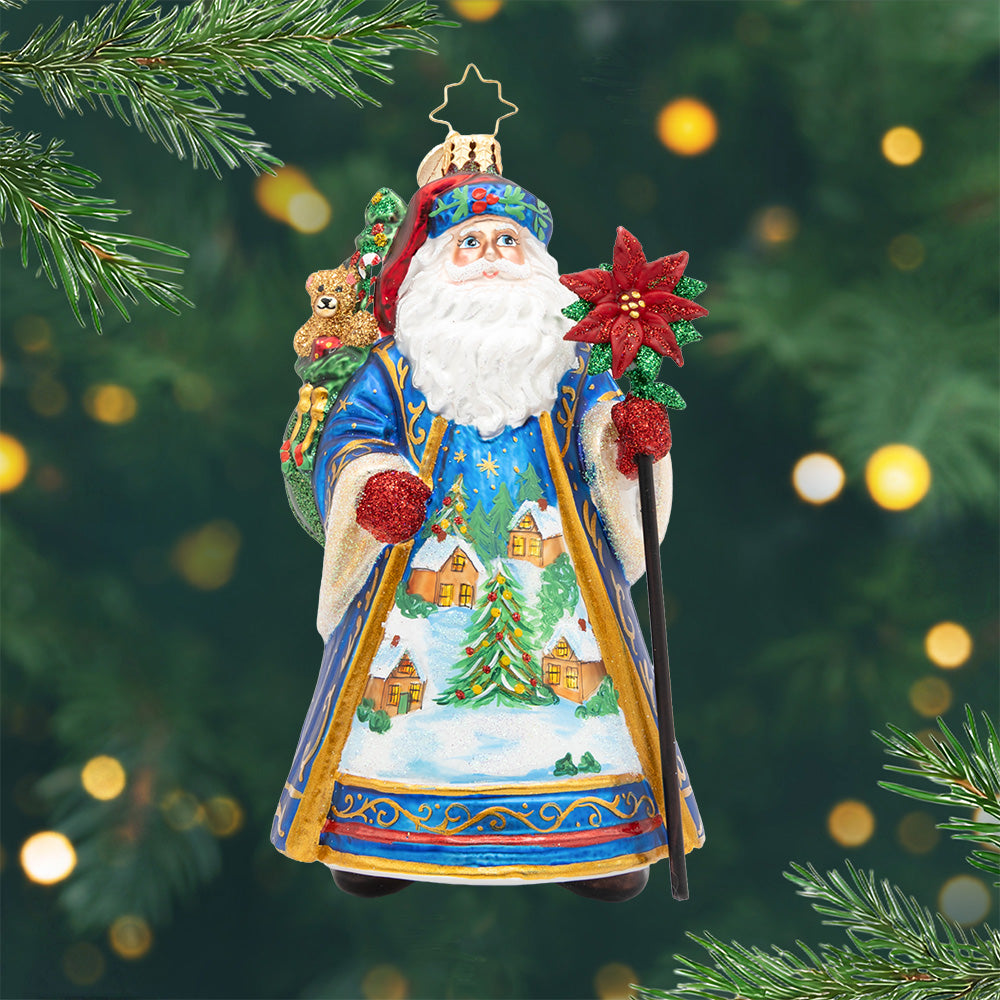 father christmas dressed in green Father Christmas/Santa Claus was either depicted in Green robes, Blue robes  or Red robes. He didn't start to appear in the Red Suit until Coke Cola  wanted to use their color scheme