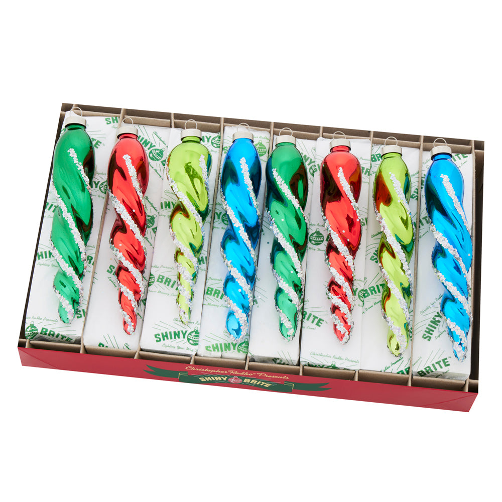HOLIDAY SPLENDOR 8 COUNT 6" GLASS ICICLES