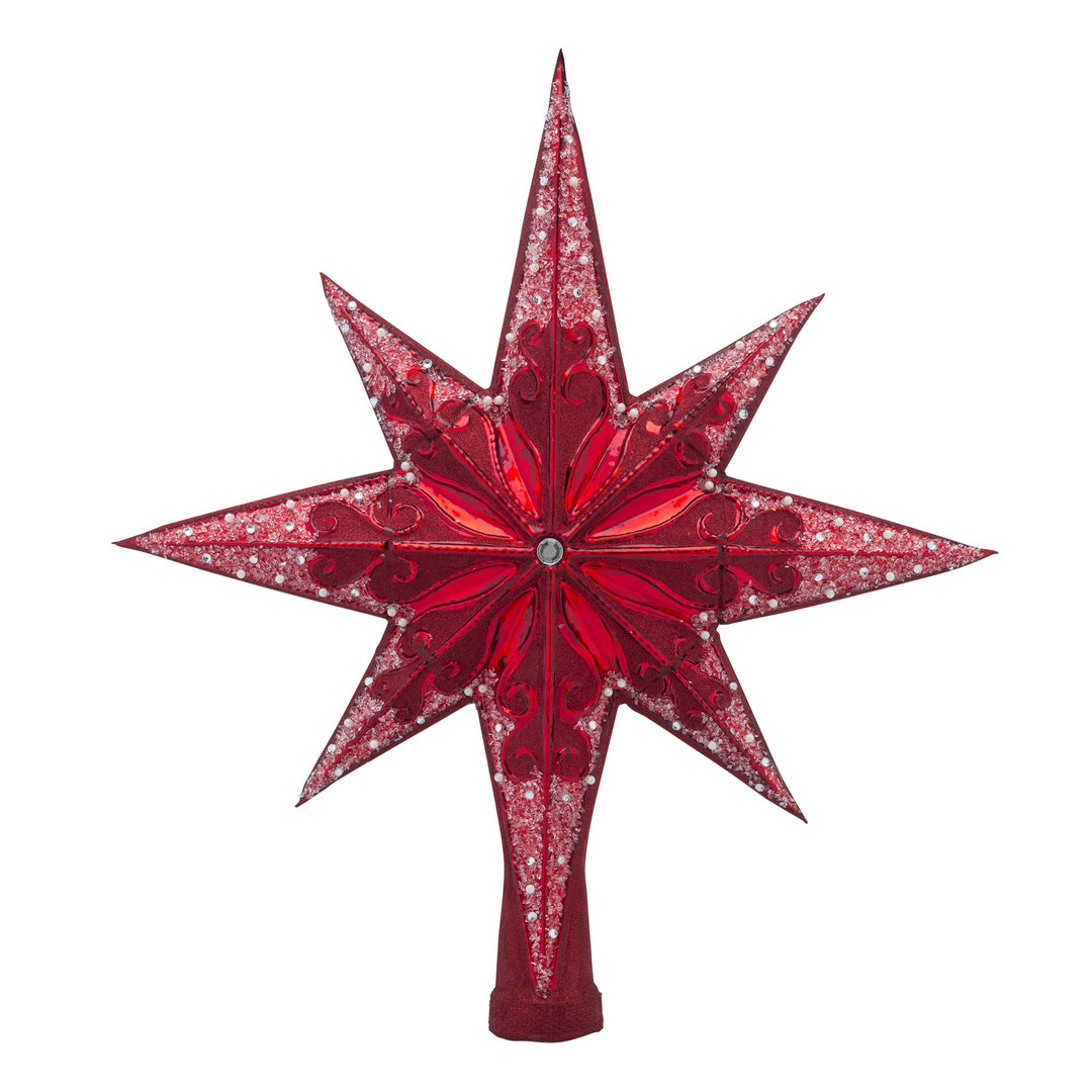 Christmas Tree Finials - Description: Ruby Stellar - This beautiful ruby red stellar is sure to delight and amaze anyone who sees it atop your tree.