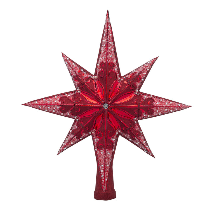 Christmas Tree Finials - Description: Ruby Stellar - This beautiful ruby red stellar is sure to delight and amaze anyone who sees it atop your tree.