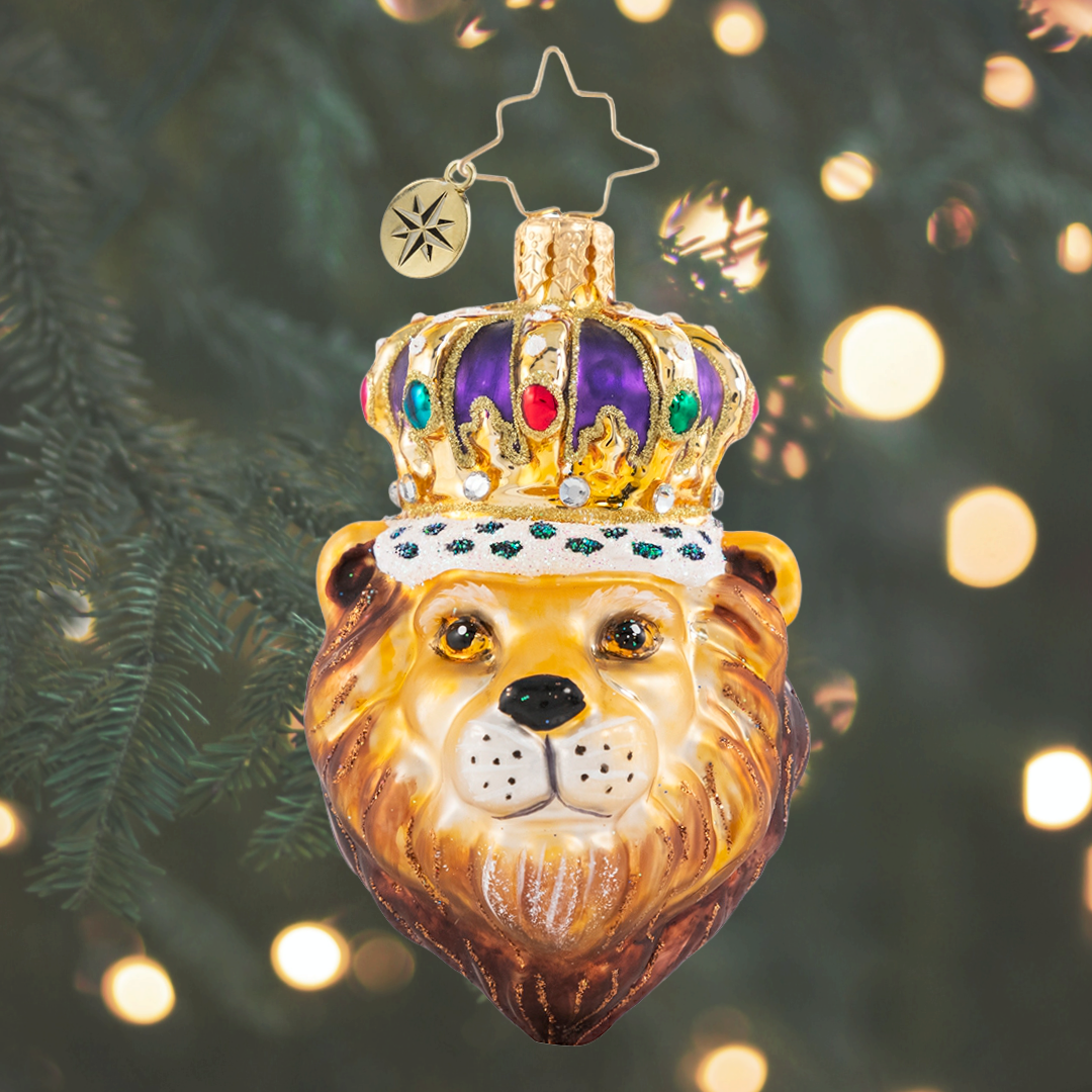 Ornament Description - Roaring Royalty Gem: They say the very best leaders are the ones with a heart…of a lion! This regal royal reigns supreme.
