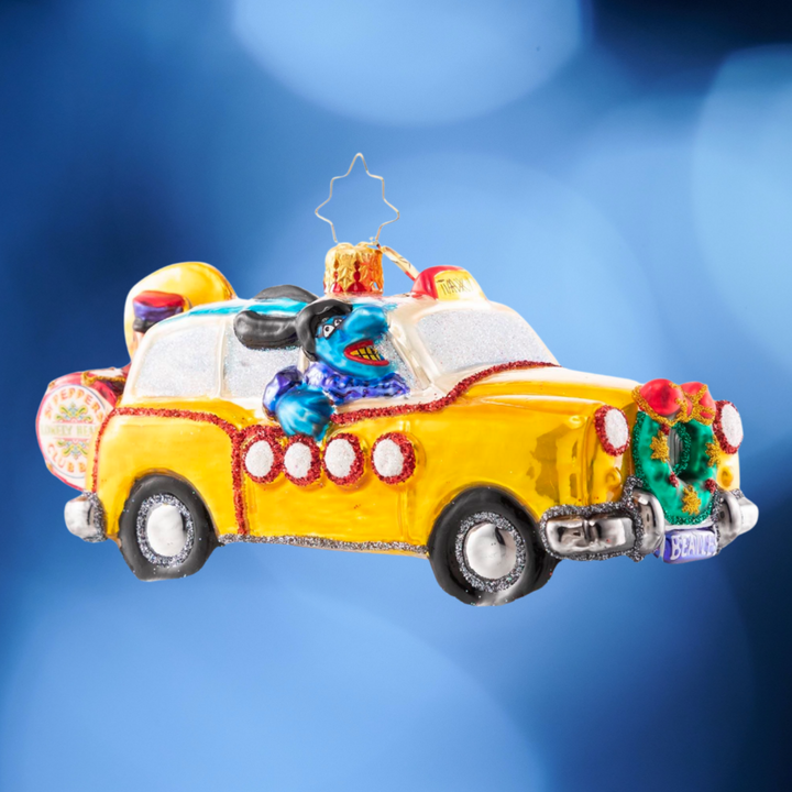 Ornament Description - Follow That Blue Meanie: Pepperland, a vibrant musical undersea Utopia, is under attack by these music-hating buffoons. It is up to the Beatles to restore harmony (and melody!) before it is too late!