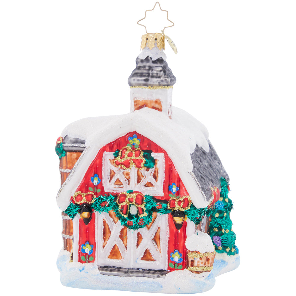 Front - Ornament Description - Christmas on the Farm: The farm is all decked-out for a happy holiday harvest. This classic barn celebrates Christmas cheer 'til the cows come home!