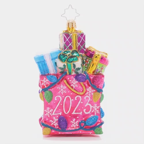 Video - Ornament Description - No Time Like The Present 2023: Commemorate an exciting year with a bountiful stack of brightly-hued gifts! This beautiful piece is sure to make a great keepsake. This video shows the ornament slowly spinning. 
