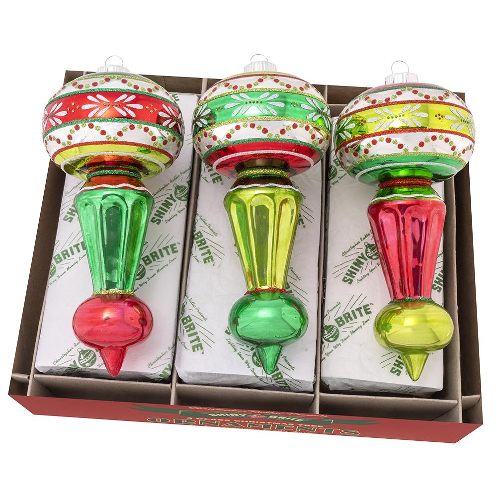 Ornament Set Description - Holiday Splendor 3 Count 7" Decorated Shapes: Start a fire, pour some hot cocoa, and recall your fondest holiday memories as you hang this stunning set of three vintage-inspired glass ornaments.