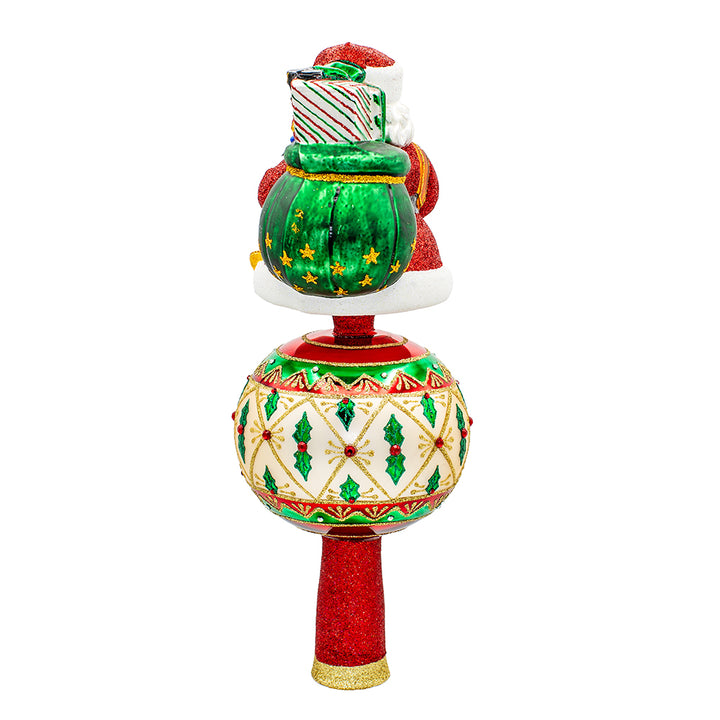 Holly Jolly Santa Finial