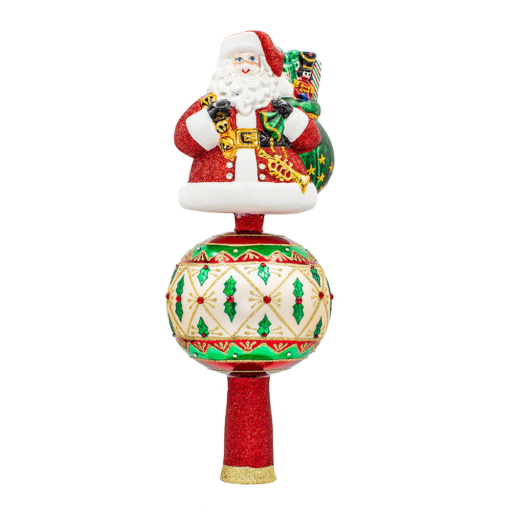 Holly Jolly Santa Finial