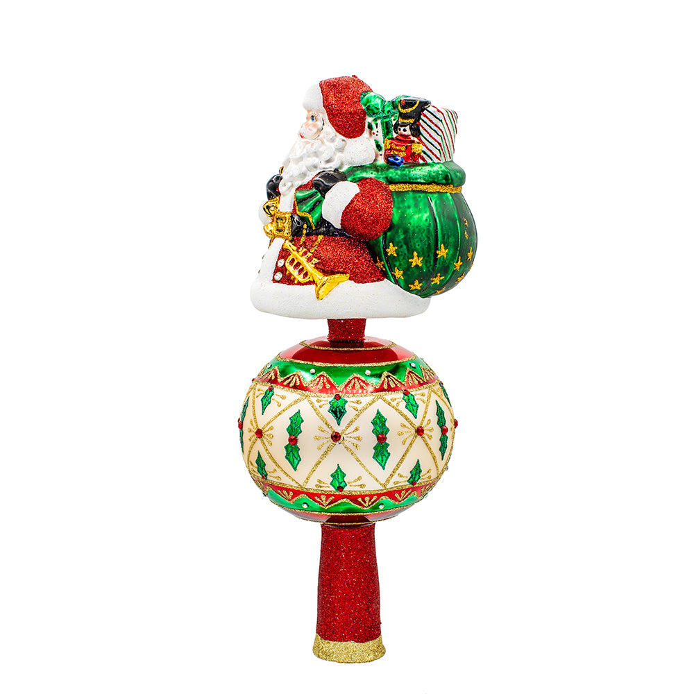 Holly Jolly Santa Finial