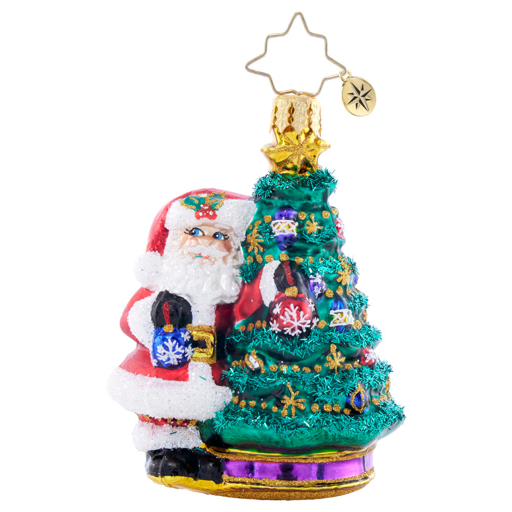 Front image - Deck The Halls Santa Gem - (Santa with Christmas tree ornament)