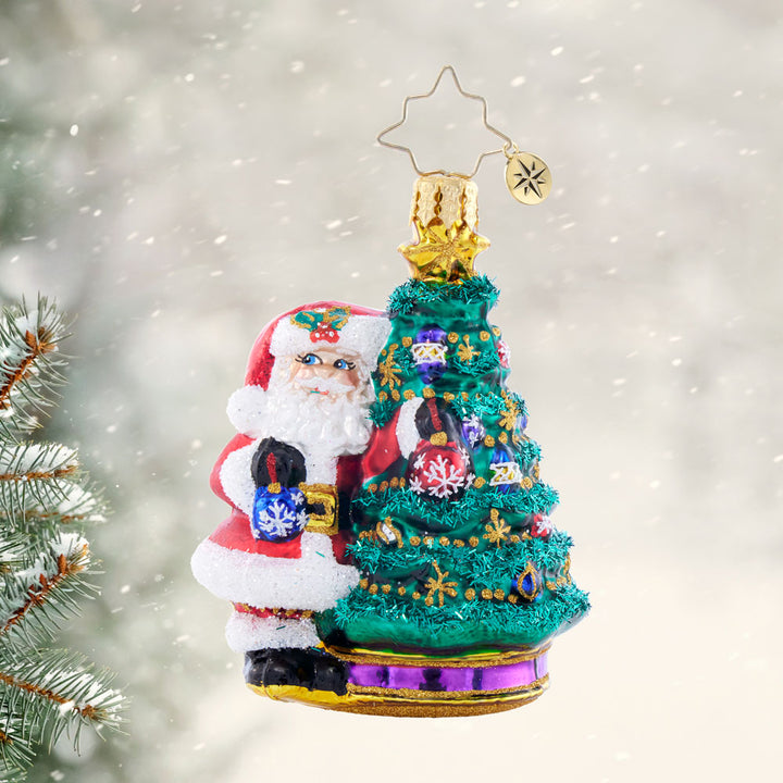 Front image - Deck The Halls Santa Gem - (Santa with Christmas tree ornament)