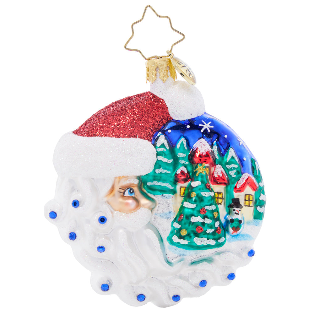 Front image - Christmas Village Santa Gem - (Holiday scene ornament)