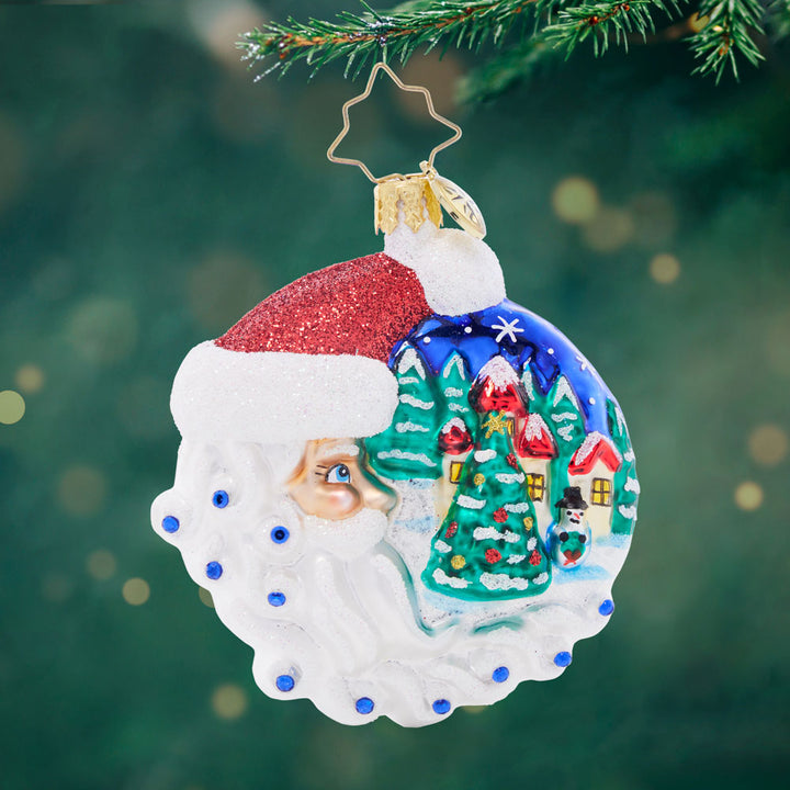 Front image - Christmas Village Santa Gem - (Holiday scene ornament)