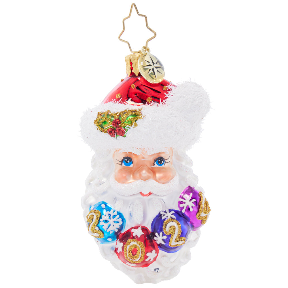 Front image - Ho-Ho-Happy Year Gem - (Dated Santa ornament)