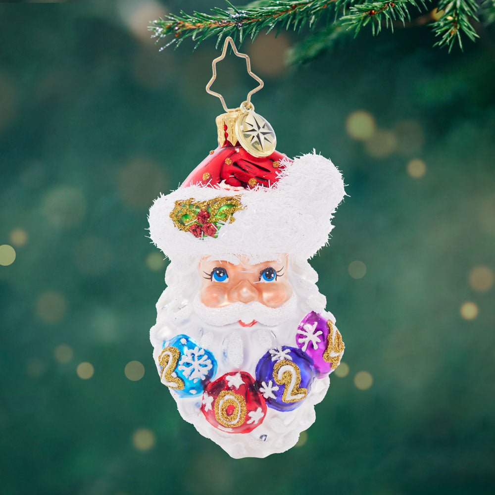 Front image - Ho-Ho-Happy Year Gem - (Dated Santa ornament)