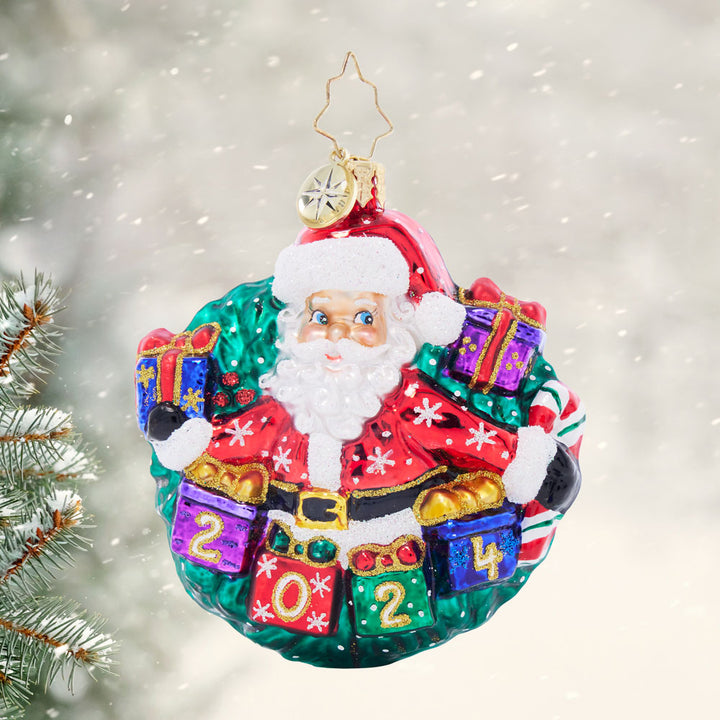 Front image - Yearly Salutations Gem - (Dated Santa ornament)