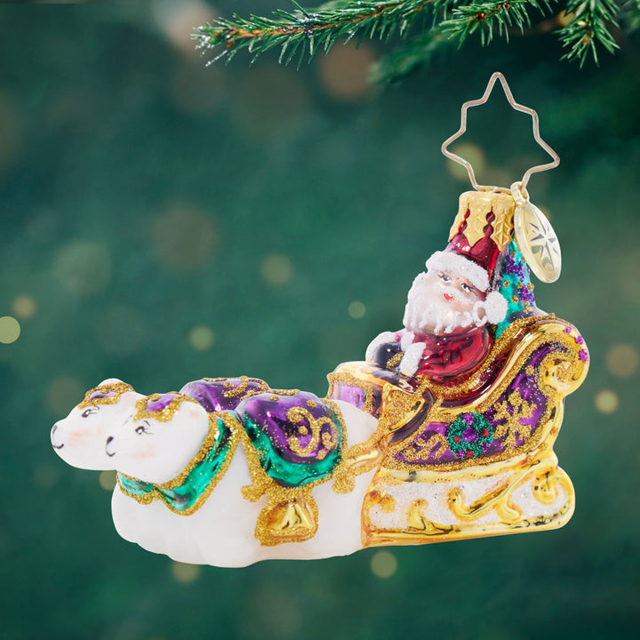 Front image - Polar Pals Sleigh Ride Gem - (Santa in sleigh ornament)