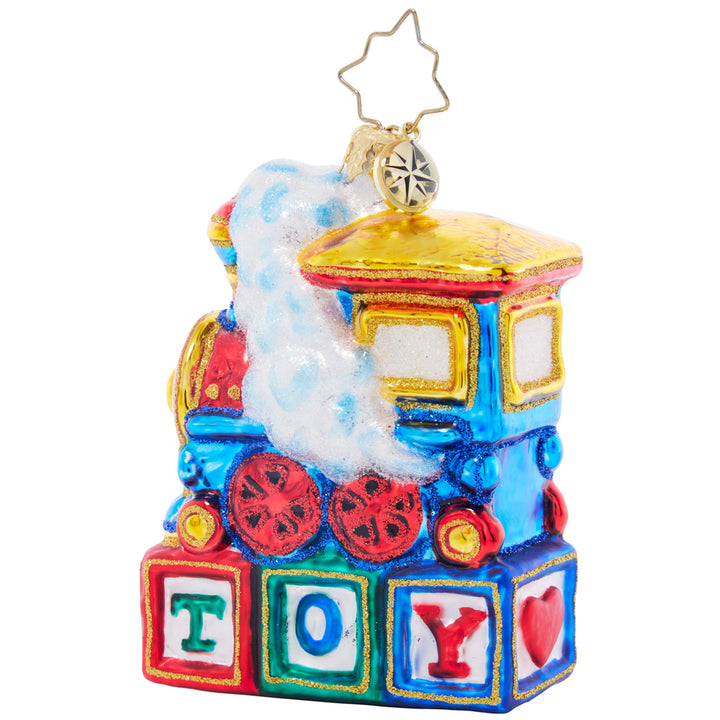 Back image - Choo Choo Cheer Gem - (Toy train ornament)