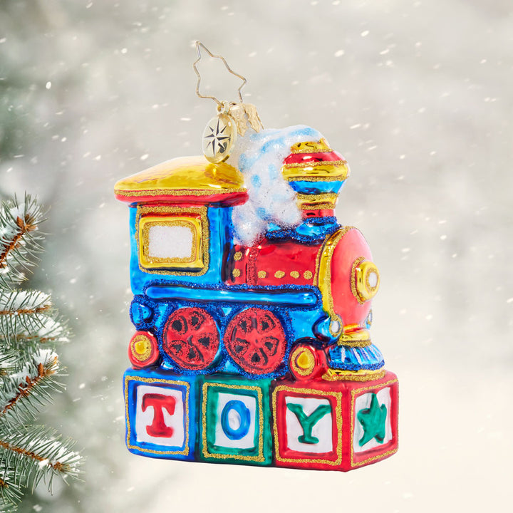 Front image - Choo Choo Cheer Gem - (Toy train ornament)