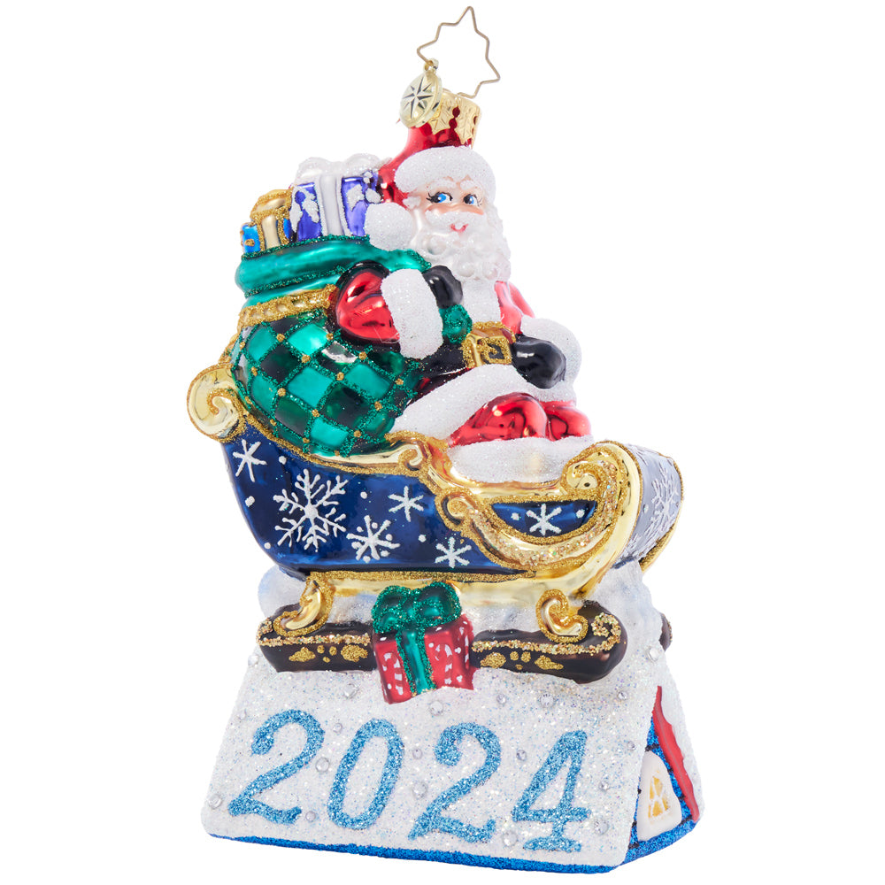 Front image - Rooftop Parking Santa 2024 - (Dated Santa ornament)