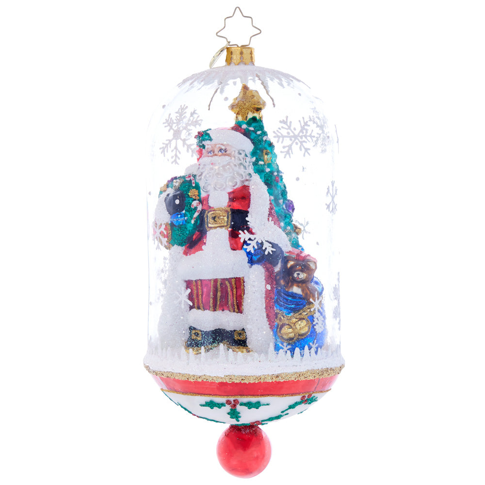 Front image - Holly Holiday Dome Santa - (Holiday scene ornament)