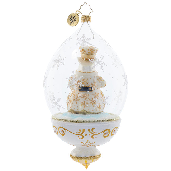 Back image - Golden Snowman Globe - (Snowman ornament)