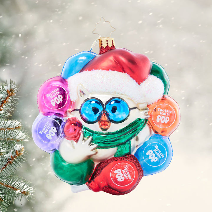 Front image - Mr. Owl's Tootsie Pop Treat Wreath - (Tootsie Pop ornament)