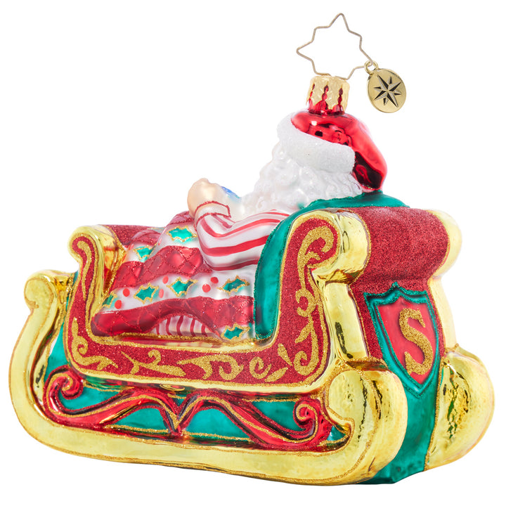 Back image - Santa Sleigh-time Snooze - (Santa in sleigh ornament)