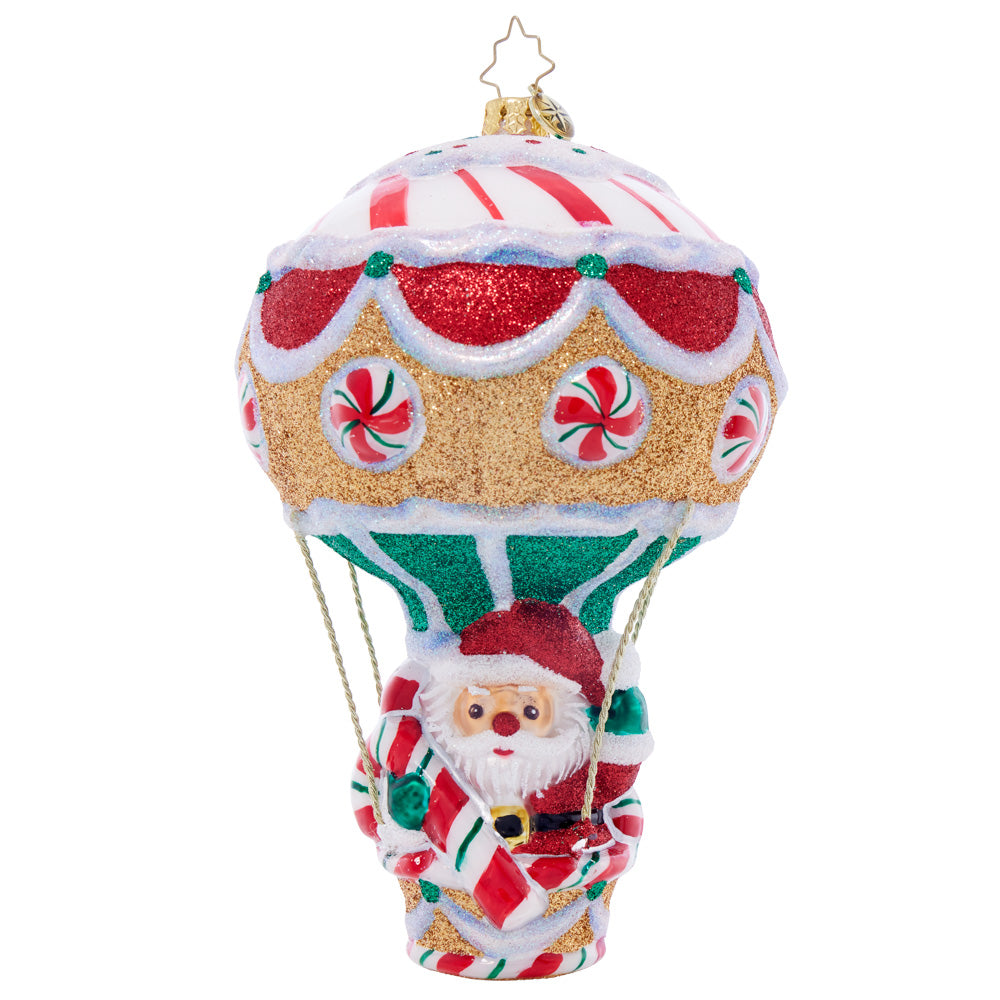 Front image - Peppermint Pilot - (Santa in hot air balloon ornament)