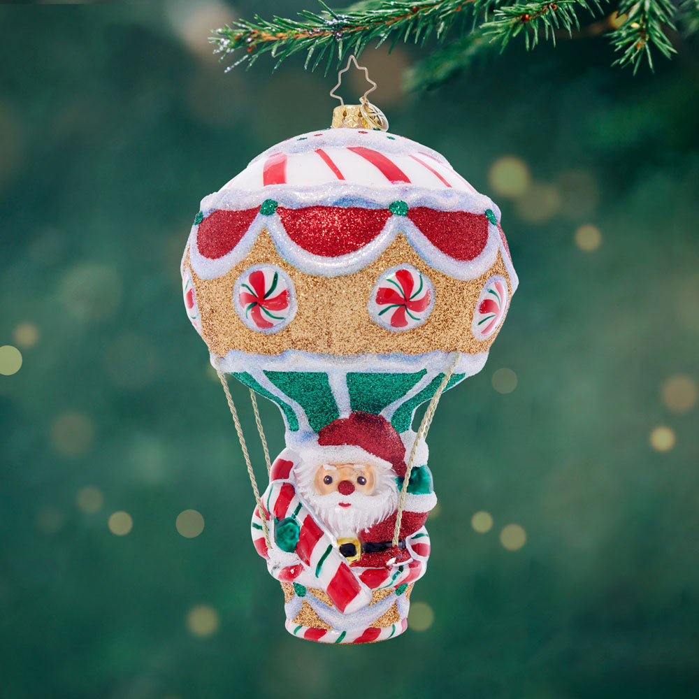 Front image - Peppermint Pilot - (Santa in hot air balloon ornament)
