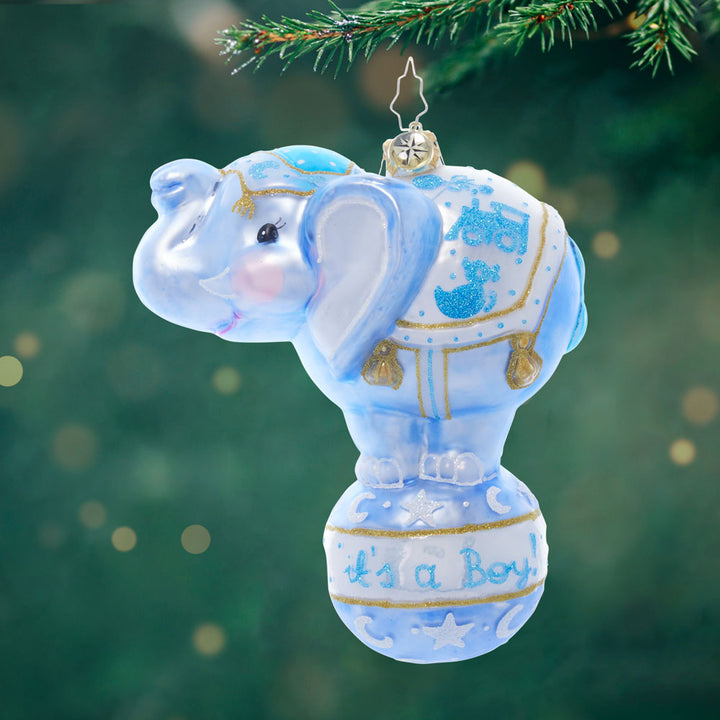 Front image - Balancing Baby Boy - (Baby boy ornament)