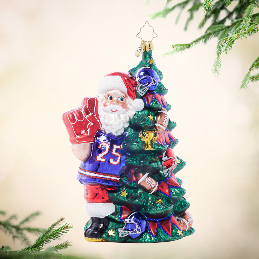 Front image - Gridiron Holiday Cheer - (Football themed Santa ornament)