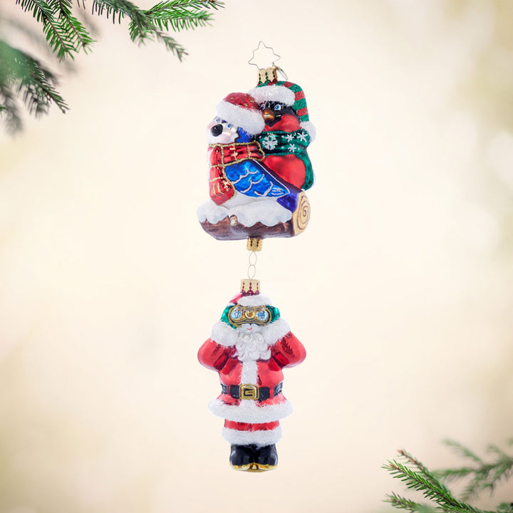 Front image - Claus and the Cardinals - (Santa ornament)