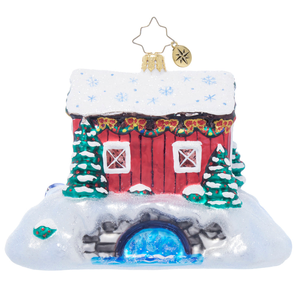 Back image - A New England Crossing - (Snowy scene ornament)