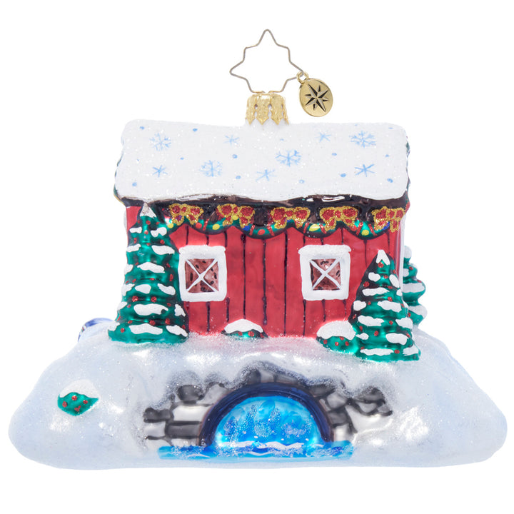 Back image - A New England Crossing - (Snowy scene ornament)
