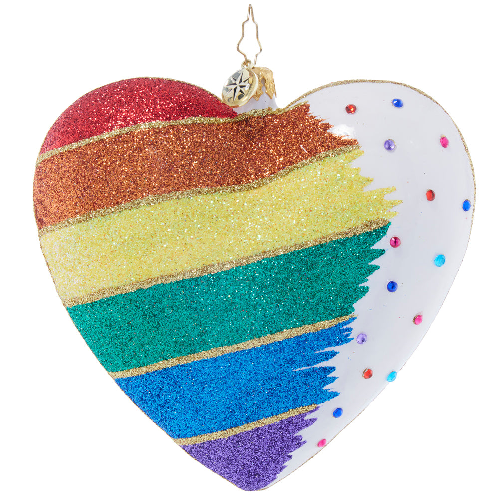 Front image - Equality in Every Heartbeat - (Rainbow heart ornament)