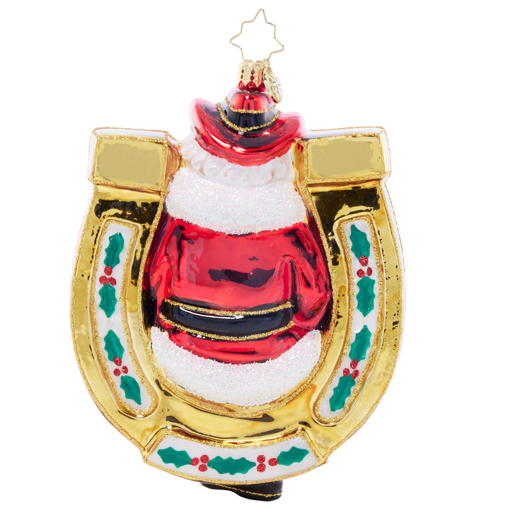 Back image - Santa's Lucky Tune - (Western Santa ornament)