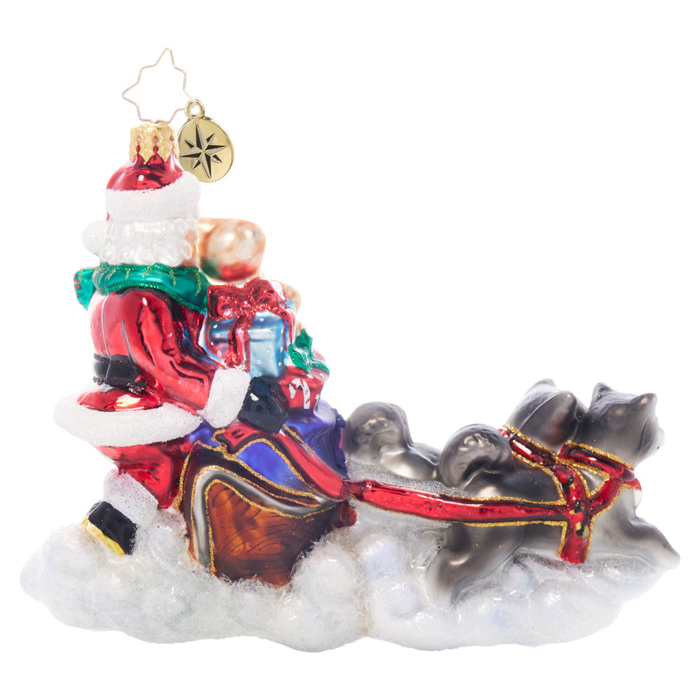 Back image - Santa's Snowy Escort - (Santa in Sleigh ornament)