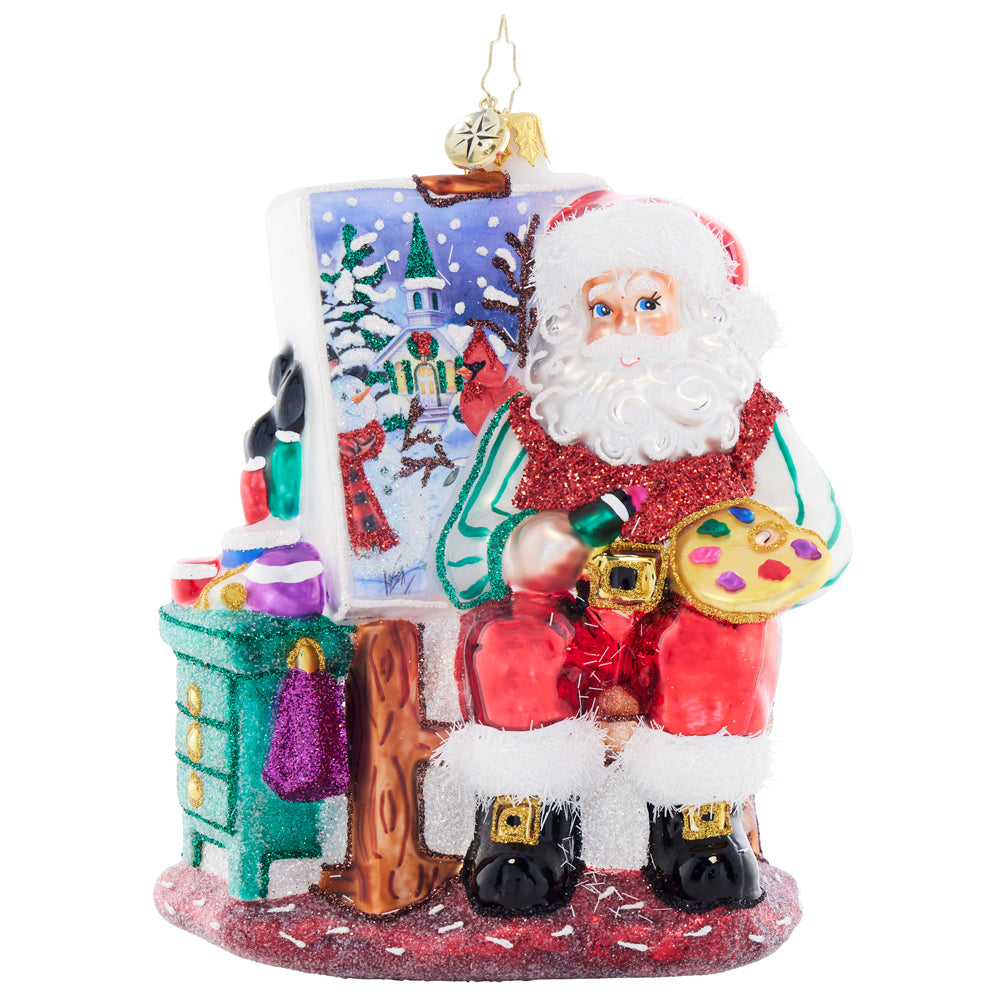 Front image - Pretty as a Picture - (Painting Santa ornament)