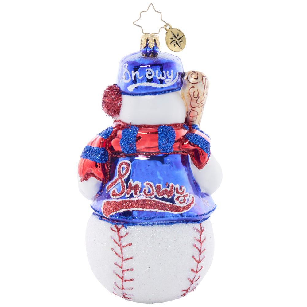 Back image - Snowy slugger - (Baseball snowman ornament)
