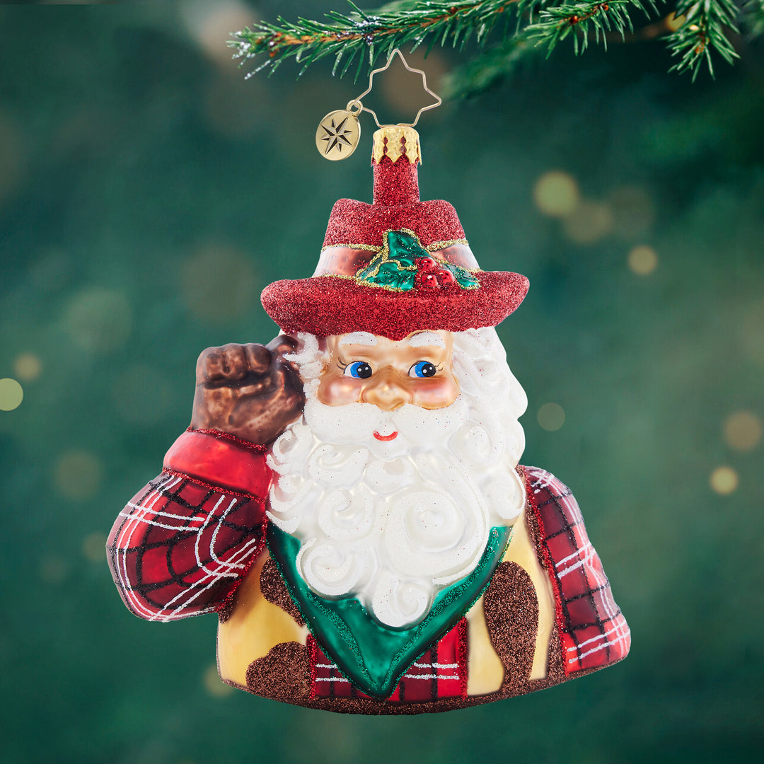 Front image- Western Holiday Salute - (Western Santa ornament)