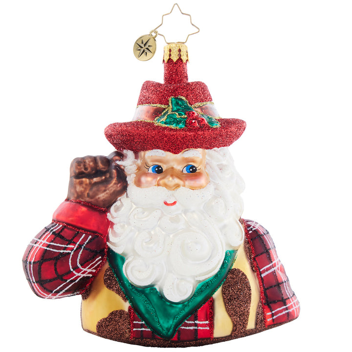 Front image- Western Holiday Salute -  (Western Santa ornament)
