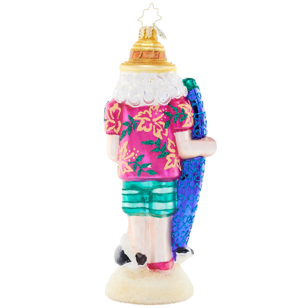 Back image - Hang Ten Woody - (Beach themed nutcracker ornament)