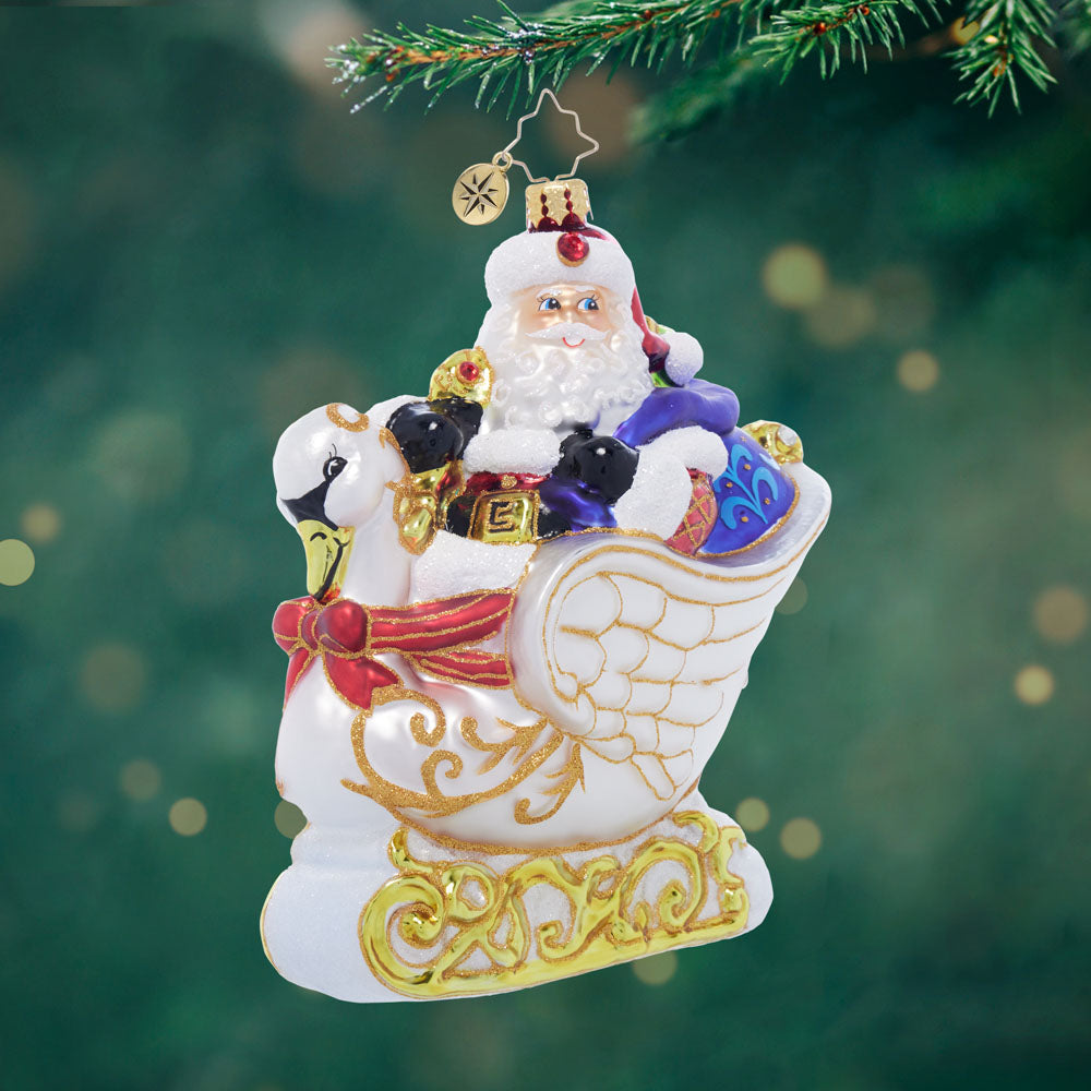Front image - Swan Voyage - (Santa in sleigh ornament)