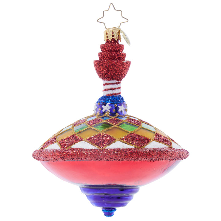 Front image - Spinning & Sparkle - (Sipping top toy ornament)