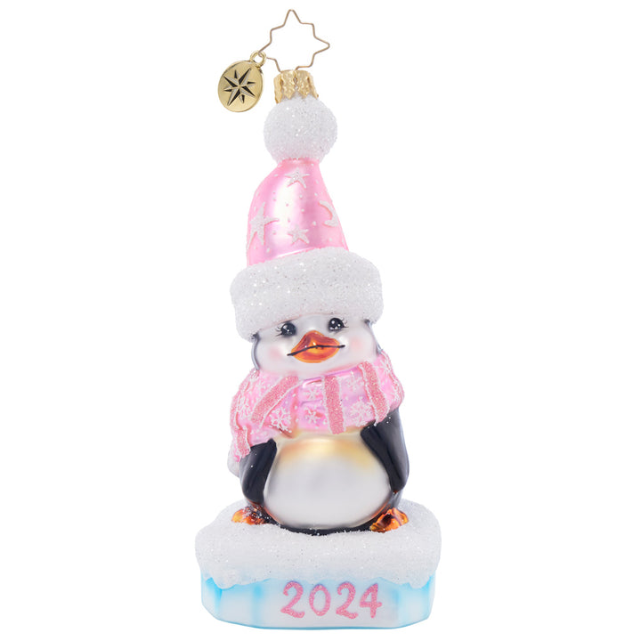 Front image - 2024 Precious Penguin Pink - (Dated Baby ornament)